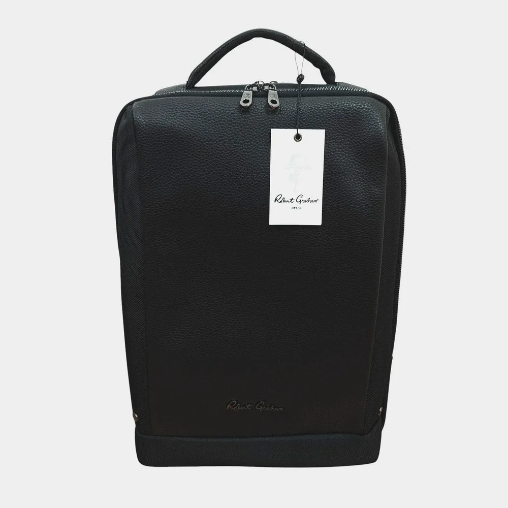 Robert Graham Backpack Solid Black Travel Commuting Padded Laptop Pocket NWT